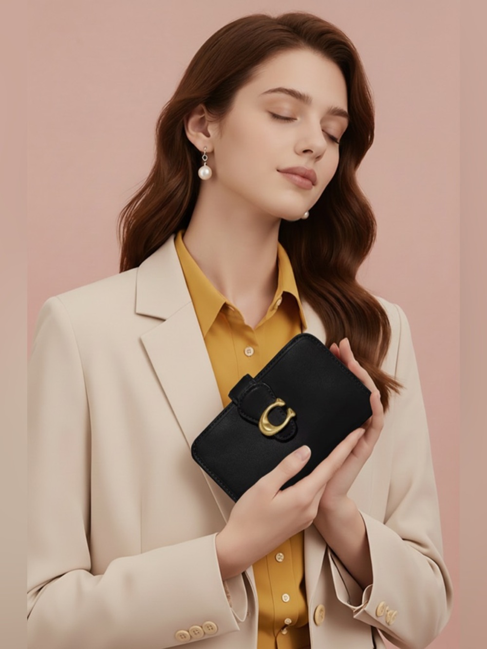 NEW COACH Tabby Medium Wallet Leather Black CA193